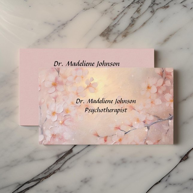 Psychotherapist or Psychologist Cherry Blossom Business Card (Creator Uploaded)