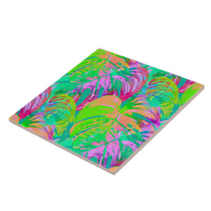 Psychotic Psychedelic Alien Jungle Ceramic Tile