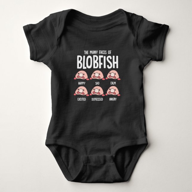 Psychrolutes Ugly Fish Face Blobfish Sea creature Baby Bodysuit (Front)