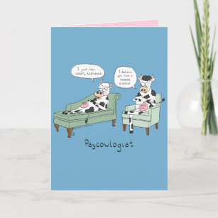 Psycowlogist - Funny Cow Psychologist Card