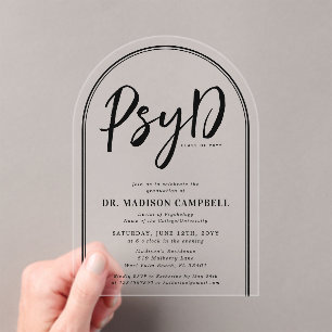 PsyD Doctor Of Psychology Graduation Party Acrylic Invitations