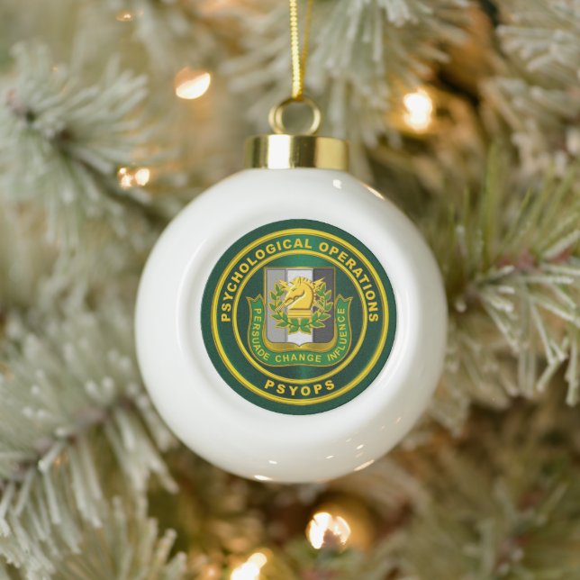 PSYOPS Psychological Operations Regimental Crest Ceramic Ball Christmas Ornament (Tree)