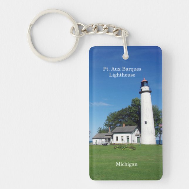 Pt Aux Barques Lighthouse rectangle key chain (Front)