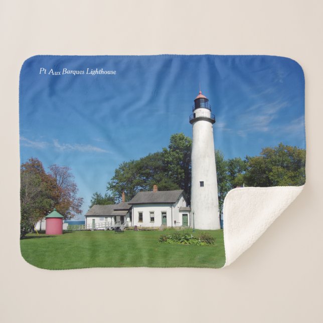 Pt. Aux Barques Lighthouse sherpa blanket (Front (Horizontal))