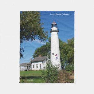 Pt Aux Barques Lighthouse tall fleece blanket