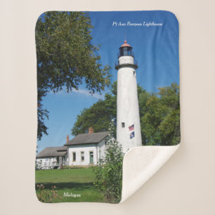 Pt Aux Barques Lighthouse tall sherpa blanket