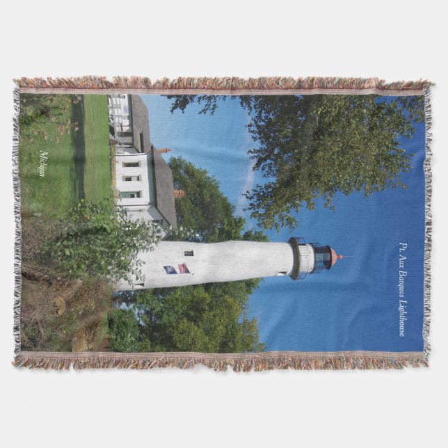 Pt Aux Barques Lighthouse tall throw blanket (Front)