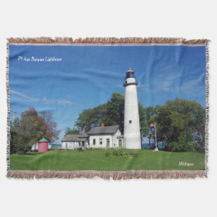 Pt Aux Barques Lighthouse throw blanket