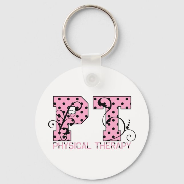 pt black and pink polka dots key ring (Front)
