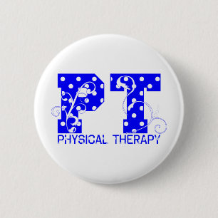 pt blue white polka dots 6 cm round badge