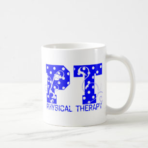 pt blue white polka dots coffee mug