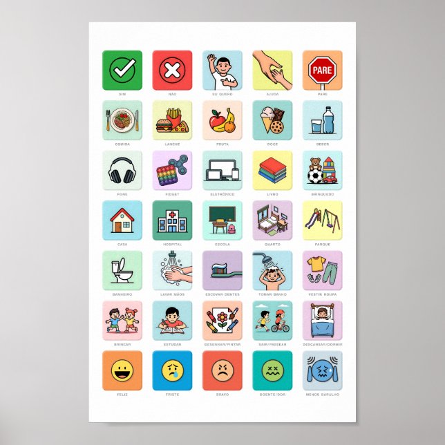 PT-BR Autism AAC PECS Pointing Communication 04 Poster (Front)