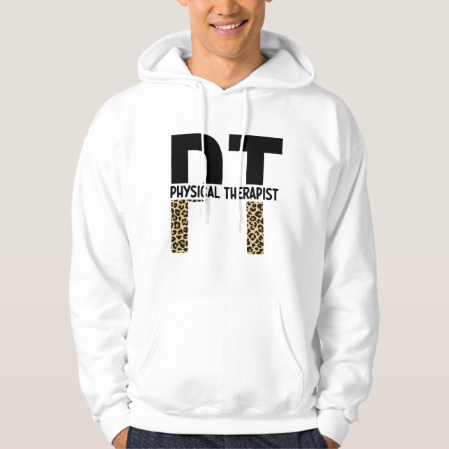 PT Physical Therapist Cheetah Print PT Grad Gifts Hoodie (Front)