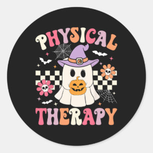 Pt Physical Therapy Halloween Retro Ghost Pt Hallo Classic Round Sticker