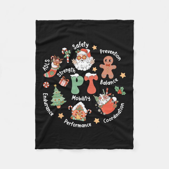Pt Physical Therapy Santa Squad Christmas Physical Fleece Blanket (Front)