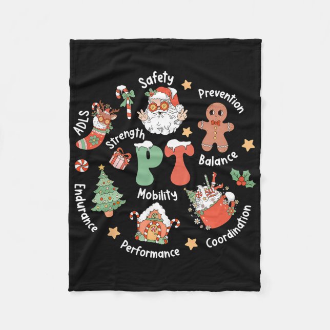 Pt Physical Therapy Santa Squad Christmas Physical Fleece Blanket (Front)