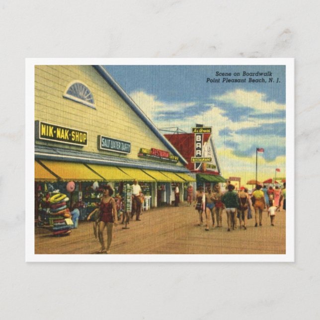 Pt Pleasant Beach Boardwalk 1950s Postcard (Front)