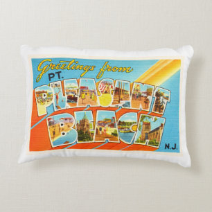 Pt Pleasant Beach New Jersey NJ Vintage Postcard- Decorative Cushion