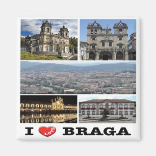 PT - Portugal - Braga - I Love - Collage Magnet