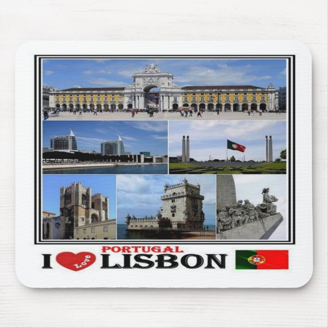 PT Portugal - Lisbon - I Love  Mosaic - Mouse Pad (Front)