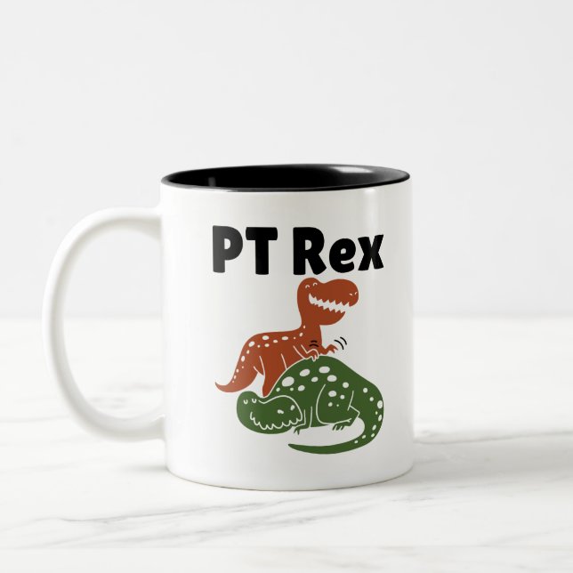PT Rex Physical Therapy Therapist Two-Tone Coffee Mug (Left)