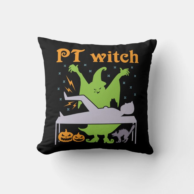 PT Witch Physical Therapist Halloween Cushion (Front)