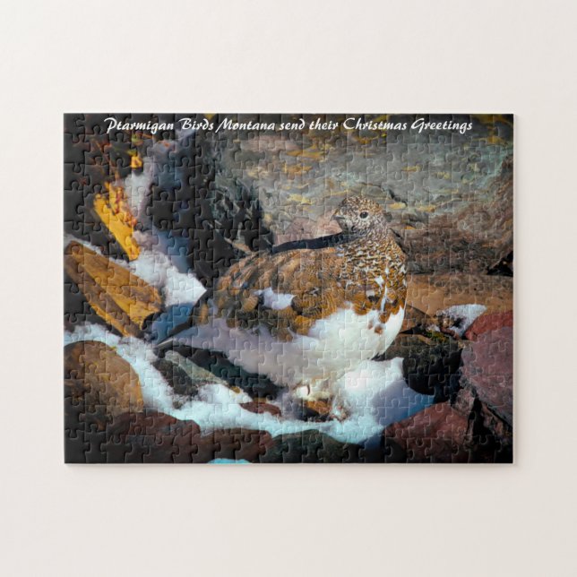 Ptarmigan Bird Montana. Christmas Greetings Jigsaw Puzzle (Horizontal)