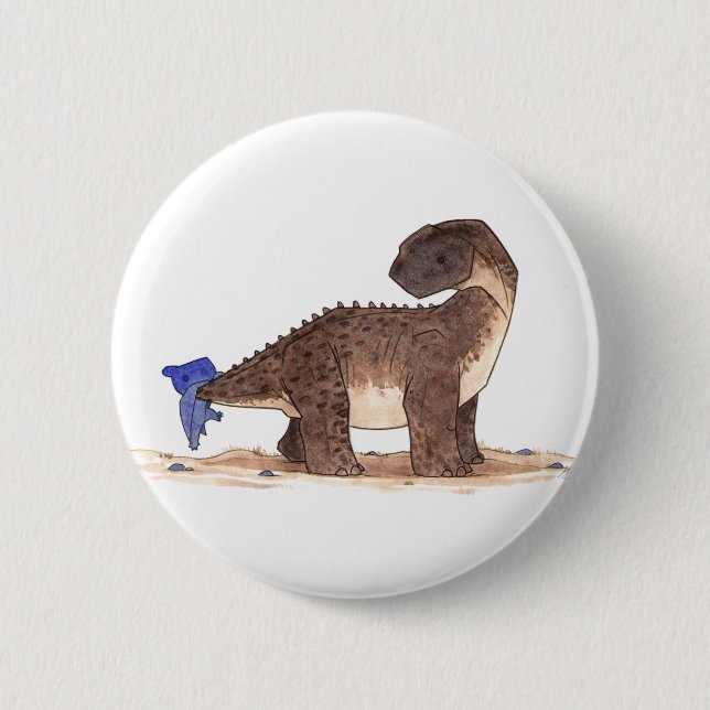 Pteranodon and Camarasaurus 6 Cm Round Badge (Front)