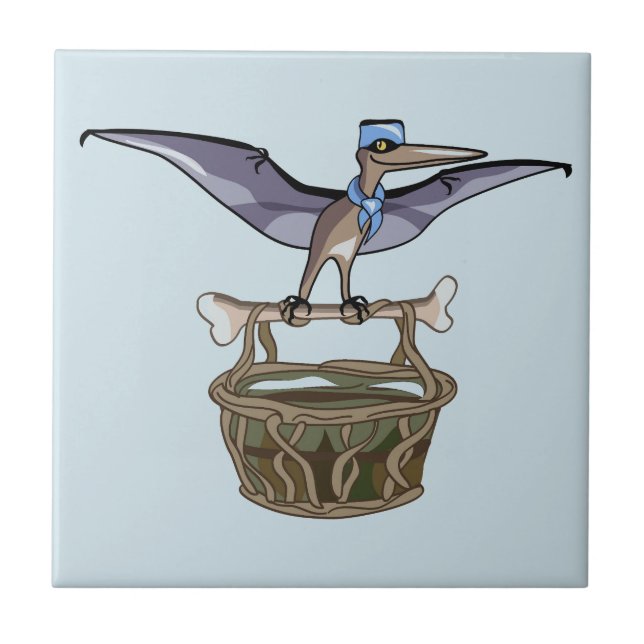 Pteranodon Carrying A Basket Ceramic Tile (Front)