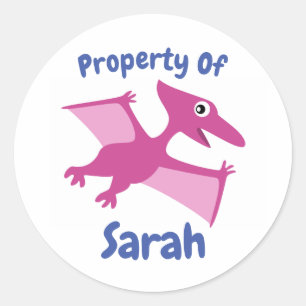 Pteranodon Cartoon Dinosaur Children Name Label