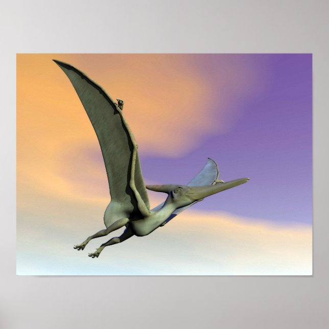 Pteranodon dinosaur flying - 3D render Poster (Front)