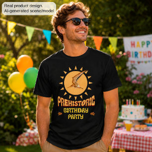 Pterodactyl Birthday Party Retro Sun Dino Art T-Shirt