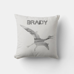 Pterodactyl Dinosaur Custom Name Throw Pillow