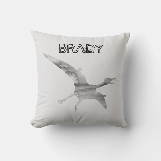 Pterodactyl Dinosaur Custom Name Throw Pillow (Front)