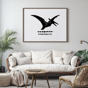 Pterodactyl Dinosaur Silhouette Poster