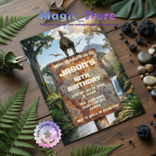 Pterodactyl Jungle Prehistoric Adventure Birthday Invitation
