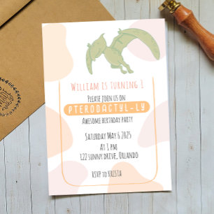 Pterodactyl Kids First Birthday Party Invitation