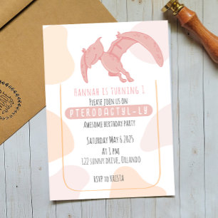 Pterodactyl Kids First Birthday Party Invitation