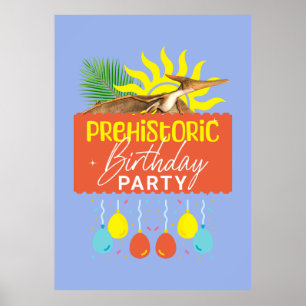 Pterodactyl Prehistoric Birthday Party Poster