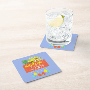 Pterodactyl Prehistoric Birthday Party Square Paper Coaster