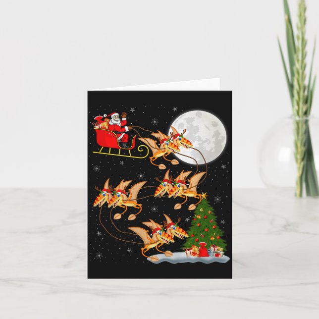 Pterodactyls Dinosaur Bird Santa Sleigh Flying Chr Card (Front)