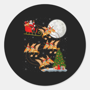 Pterodactyls Dinosaur Bird Santa Sleigh Flying Chr Classic Round Sticker