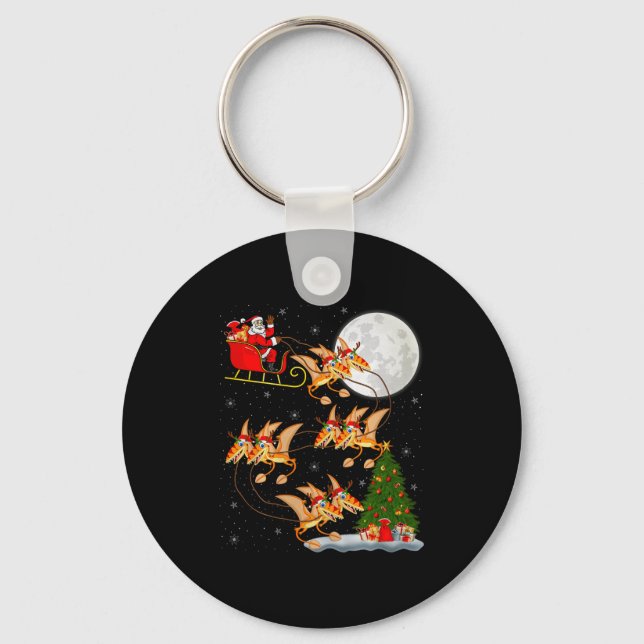 Pterodactyls Dinosaur Bird Santa Sleigh Flying Chr Key Ring (Front)
