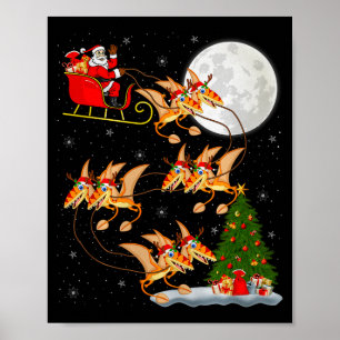 Pterodactyls Dinosaur Bird Santa Sleigh Flying Chr Poster