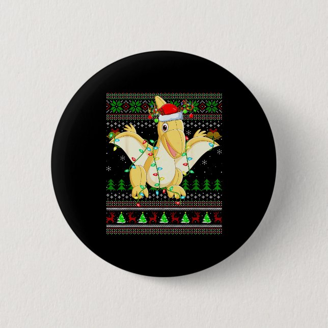 Pterodactyls Dinosaur Bird Ugly Christmas Sweaters 6 Cm Round Badge (Front)
