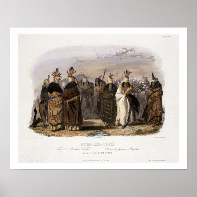 Ptihn-Tak-Ochata, Dance of the Mandan Women, plate Poster (Front)