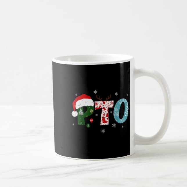 Pto Santa Hat Reindeer Parent Teacher Organisation Coffee Mug (Right)