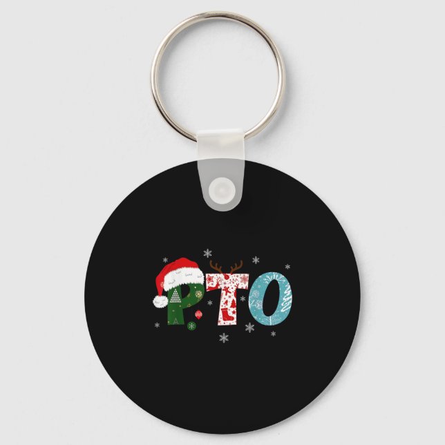 Pto Santa Hat Reindeer Parent Teacher Organisation Key Ring (Front)