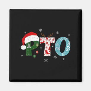 Pto Santa Hat Reindeer Parent Teacher Organisation Magnet
