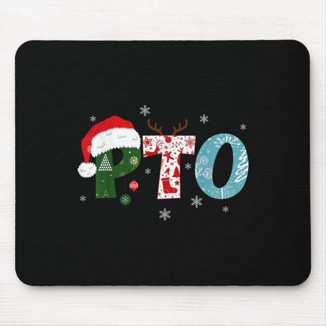 Pto Santa Hat Reindeer Parent Teacher Organisation Mouse Pad (Front)